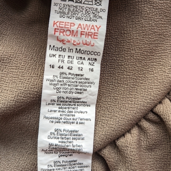 PLT Stretchy Long Sleeve Square Neck Puffy Hem Mini Dress Taupe - sz 12 - Picture 10 of 10